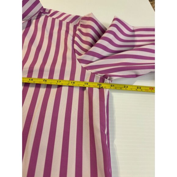 Womens Pink & White Striped Button-Up Long Sleeve Shirt-M - Picture 4 of 5